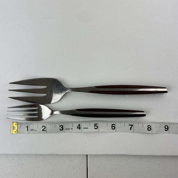 VTG ELDAN Stainless Flatware Spoons Forks Silverware Black Japan MCM 18 Piece - Picture 13 of 16